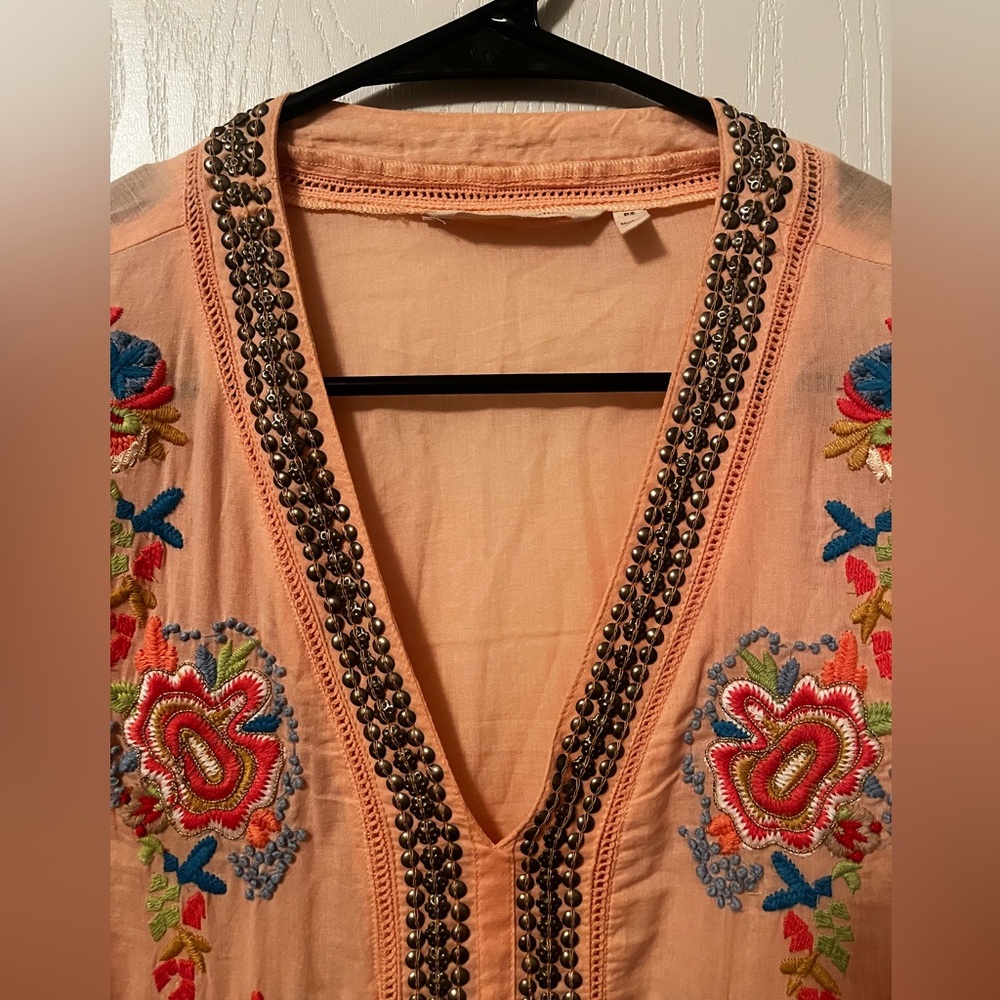 Soft Surroundings Palm Island Embroidered Studded Tunic Size PS - Picture 3 of 11